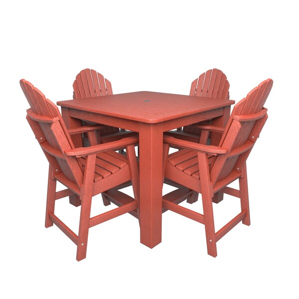 Highwood Usa Hamilton 5pc Square Counter Height Outdoor Patio Furniture Dining Set AD-CNA44-RED - main